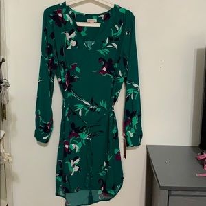 Long sleeved tie waist dress